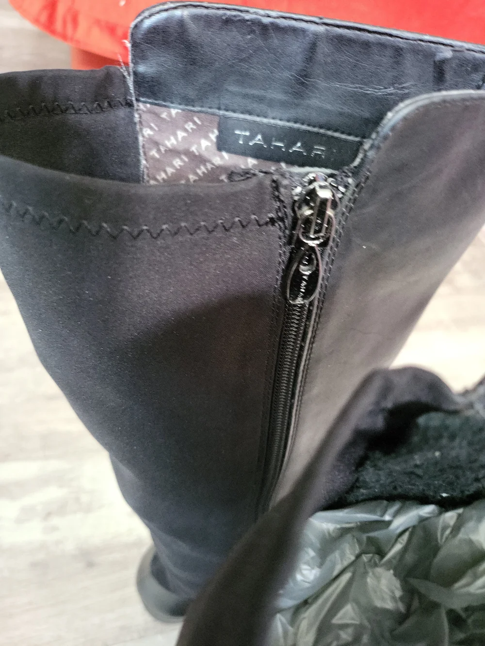 Tahari Black Over-the-Knee Button-Trim Riding Boots Women Size 8.5 Leather Upper
